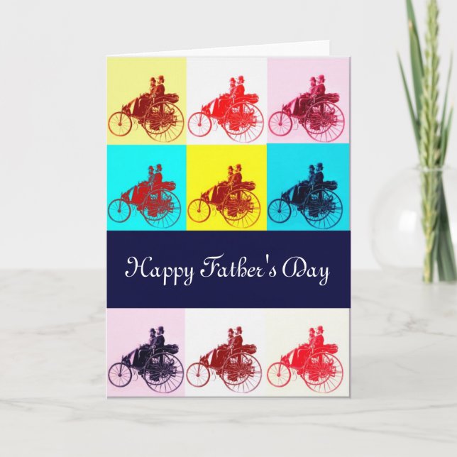 Vintage Cars Gathering Pop Art Father's Day Card (Front)