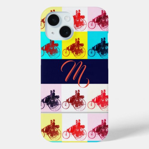 VINTAGE CARS GATHERING POP ART MONOGRAM iPhone 15 CASE