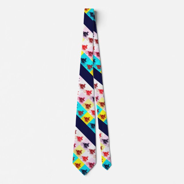VINTAGE CARS GATHERING  POP ART NECK TIE (Front)