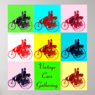 ViNTAGE CARS GATHERING POP ART Poster