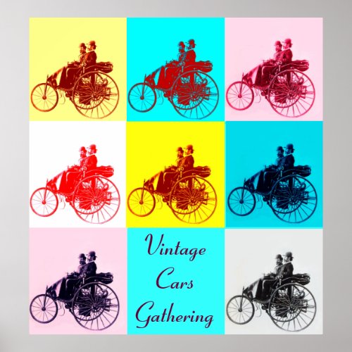 ViNTAGE CARS GATHERING POP ART Poster