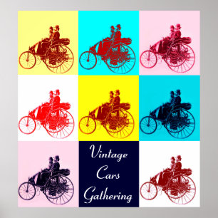 ViNTAGE CARS GATHERING POP ART Poster