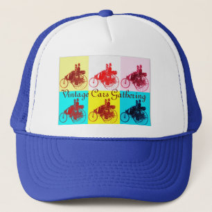 Vintage Cars Gathering Pop Art Trucker Hat