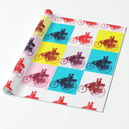 VINTAGE CARS GATHERING POP ART WRAPPING PAPER