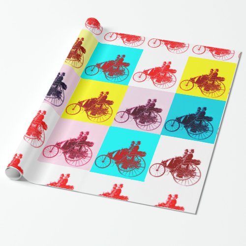 VINTAGE CARS GATHERING POP ART WRAPPING PAPER