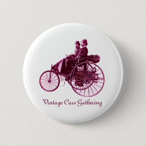 Vintage Cars Gathering  purple  pink violet white Button