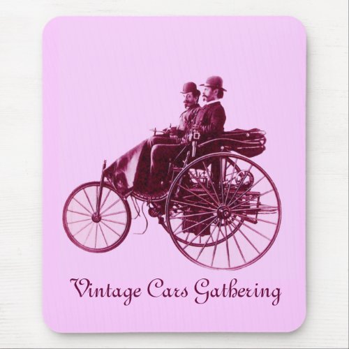 Vintage Cars Gathering  purple  pink violet white Mouse Pad