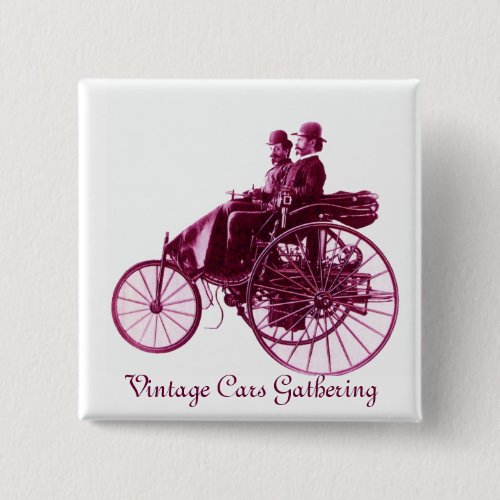 Vintage Cars Gathering  purple  pink violet white Pinback Button