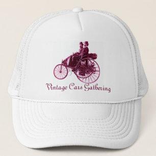 Vintage Cars Gathering , purple white Trucker Hat