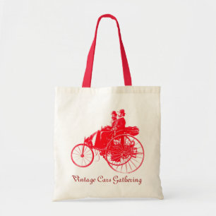 Vintage Cars Gathering , red and white Tote Bag