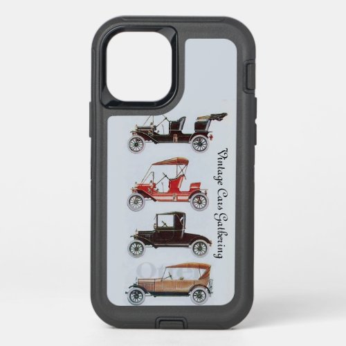 Vintage Cars Gathering red grey black  OtterBox Defender iPhone 12 Case