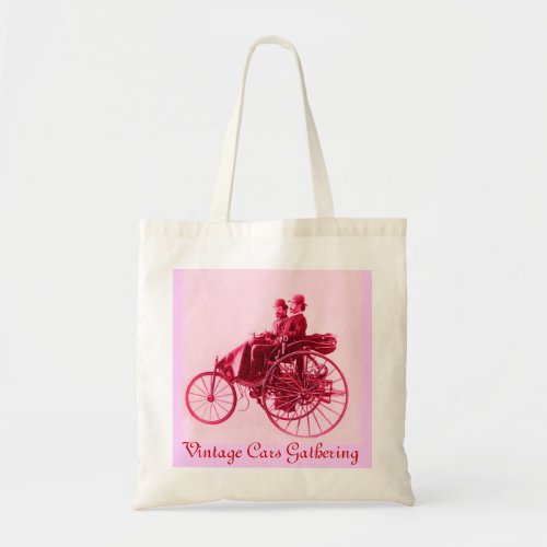 ViNTAGE CARS GATHERING  red pink fuchsia white Tote Bag