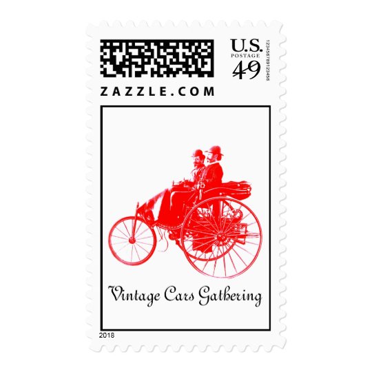 Vintage Cars Gathering ,red white Postage