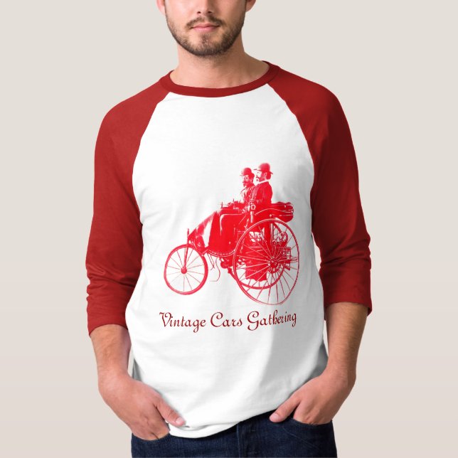Vintage Cars Gathering , red white T-Shirt (Front)