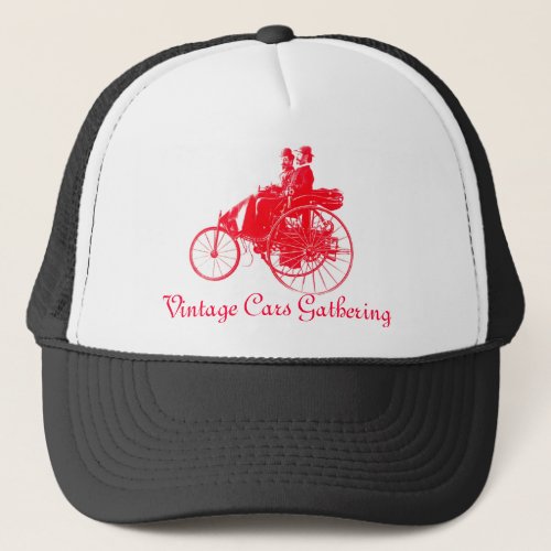 Vintage Cars Gathering  red white Trucker Hat