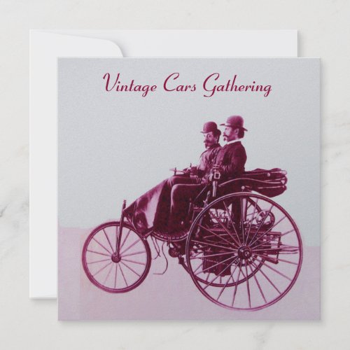 ViNTAGE CARS GATHERING Silver purple red Invitation