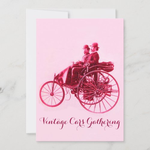 ViNTAGE CARS GATHERING silver red fuchsia pink Invitation