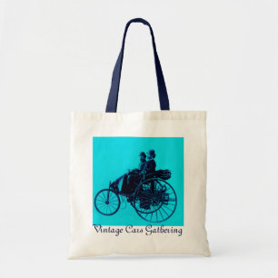 ViNTAGE CARS GATHERING ,white blue turquase Tote Bag