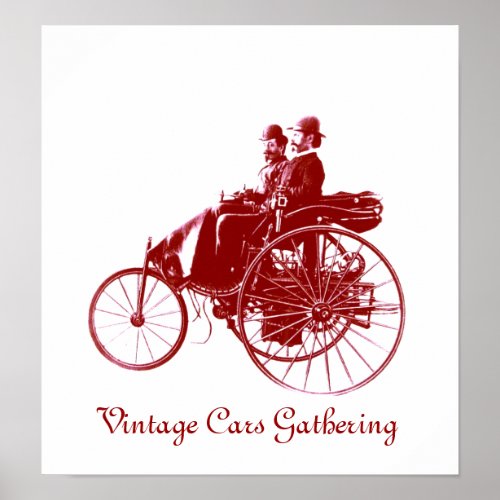 Vintage Cars Gathering  white brown Poster