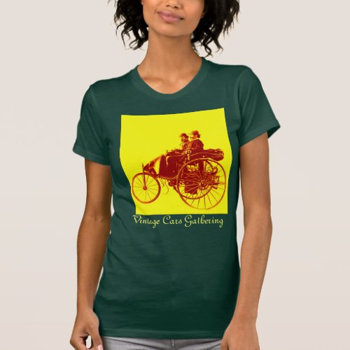 Vintage Cars Gathering  yellow red brown T_Shirt