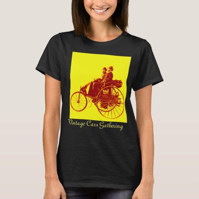 Vintage Cars Gathering , yellow red brown T-Shirt (Front)