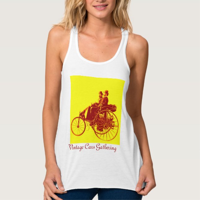 Vintage Cars Gathering , Yellow,red,brown Tank Top (Front)