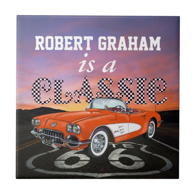Vintage Cars - Gift - Route 66 - SRF Ceramic Tile (Front)