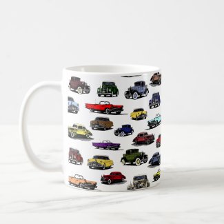Vintage Cars Illustrations Random Pattern