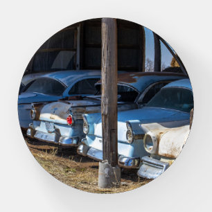 Vintage Cars in a Barn Paperweight