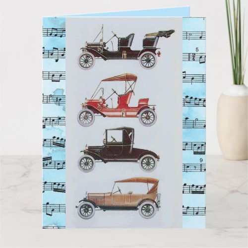 VINTAGE CARS  MUSICAL FATHERS DAY CARD