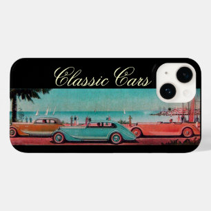 VINTAGE CARS ON THE BEACH ROAD Red Blue Black Case-Mate iPhone 14 Case