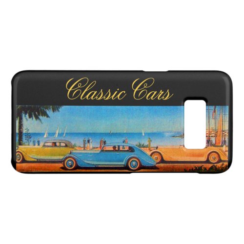 VINTAGE CARS ON THE BEACH ROAD Yellow Blue Case_Mate Samsung Galaxy S8 Case