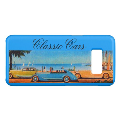 VINTAGE CARS ON THE BEACH ROAD Yellow Blue Case_Mate Samsung Galaxy S8 Case