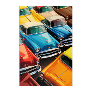 Vintage Cars Pattern Acrylic Print