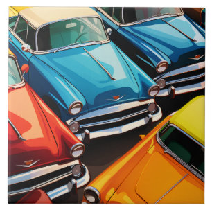 Vintage Cars Pattern Ceramic Tile