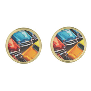 Vintage Cars Pattern Cufflinks