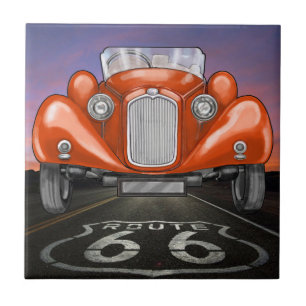 Vintage Cars - Route 66 - SRF Ceramic Tile