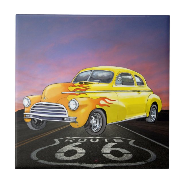 Vintage Cars - Route 66 - SRF Ceramic Tile (Front)