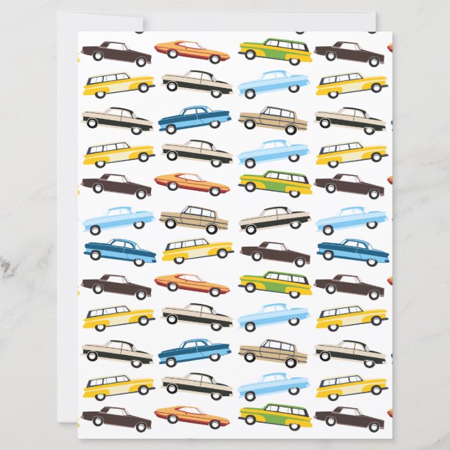 Vintage Cars Scrapbook Paper (Front)
