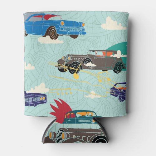 Vintage Cars Sky Clouds Pattern Can Cooler