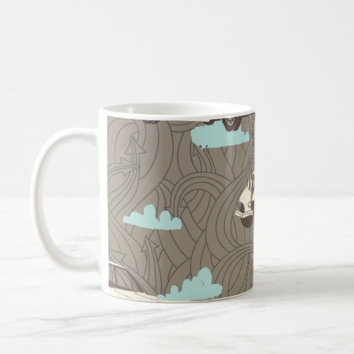 Vintage Cars Sky  Clouds Pattern Coffee Mug