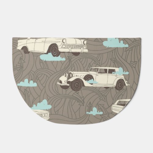 Vintage Cars Sky  Clouds Pattern Doormat