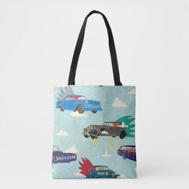 Vintage Cars: Sky Clouds Pattern Tote Bag (Front)