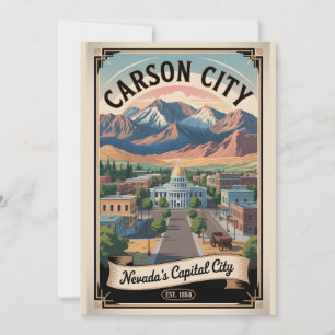 Vintage Carson City Nevada Retro Travel Holiday Card
