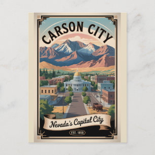 Vintage Carson City Nevada Retro Travel Postcard