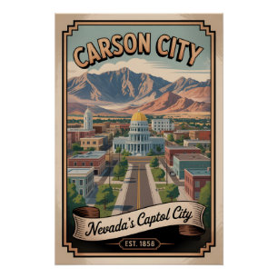 Vintage Carson City Nevada Retro Travel Poster