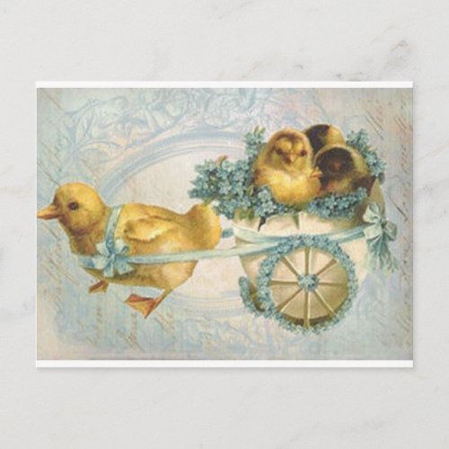 Vintage Cart Full of Easter Chicks Postcard