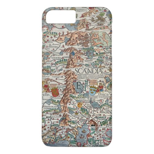 Vintage Carta Marina Scandinavia Map iPhone 8 Plus7 Plus Case