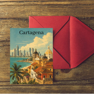 Vintage Cartagena Colombia Caribbean Travel Postcard