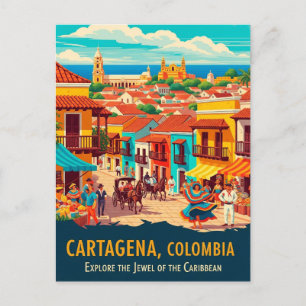 Vintage Cartagena Colombia Travel Postcard